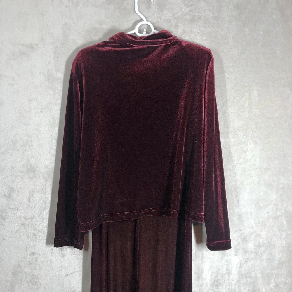 VTG 90s Velvet Maxi Dress Size M/L Burgundy 2pc Whimsigoth Dark Fairy Witchy - Picture 6 of 9